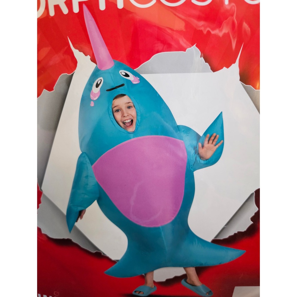 MorphCostumes Kids Giant‎ Narwhal Inflatable Costume One Size Dress Up Fish NEW
